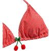 imageSHENHE Womens Checkered Swimsuits 2 Pieces Halter Triangle Plaid Cheeky Bikini SetRed and White Plaid