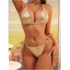 imageSHENHE Womens Metallic String Thong Bikini Set Triangle Halter 2 Piece Brazilian SwimsuitGold