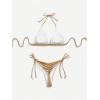 imageSHENHE Womens Metallic String Thong Bikini Set Triangle Halter 2 Piece Brazilian SwimsuitGold
