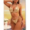 imageSHENHE Womens Metallic String Thong Bikini Set Triangle Halter 2 Piece Brazilian SwimsuitGold