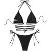 imageSHENHE Womens Sexy Bathing Suit 2 Piece Halter Swimsuits String Triangle Ring Bikini SetBlack
