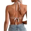 imageSHENHE Womens Summer Beach Random Vacation Beach Ditsy Printed Halter Bikini Top Floral White Large