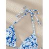 imageSHENHE Womens Triangle Halter Bikini Top Floral Tie Back Smocked Cute Swimsuit TopBlue and White
