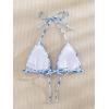 imageSHENHE Womens Triangle Halter Bikini Top Floral Tie Back Smocked Cute Swimsuit TopBlue and White