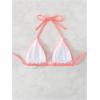 imageSHENHE Womens Triangle Halter Bikini Top Floral Tie Back Smocked Cute Swimsuit TopCoral Pink