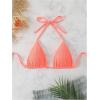 imageSHENHE Womens Triangle Halter Bikini Top Floral Tie Back Smocked Cute Swimsuit TopCoral Pink
