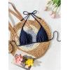 imageSHENHE Womens Triangle Halter Bikini Top Floral Tie Back Smocked Cute Swimsuit TopDark Blue a