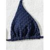 imageSHENHE Womens Triangle Halter Bikini Top Floral Tie Back Smocked Cute Swimsuit TopDark Blue a