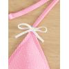 imageSHENHE Womens Triangle Halter Bikini Top Floral Tie Back Smocked Cute Swimsuit TopGingham Bow Pink