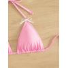 imageSHENHE Womens Triangle Halter Bikini Top Floral Tie Back Smocked Cute Swimsuit TopGingham Bow Pink