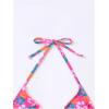 imageSHENHE Womens Triangle Halter Bikini Top Floral Tie Back Smocked Cute Swimsuit TopHot Pink Blue