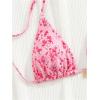 imageSHENHE Womens Triangle Halter Bikini Top Floral Tie Back Smocked Cute Swimsuit TopHot Pink a