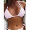 imageSHENHE Womens Triangle Halter Bikini Top Floral Tie Back Smocked Cute Swimsuit TopLight Pink
