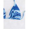 imageSHENHE Womens Triangle Halter Bikini Top Floral Tie Back Smocked Cute Swimsuit TopMulticolor Blue B