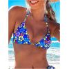 imageSHENHE Womens Triangle Halter Bikini Top Floral Tie Back Smocked Cute Swimsuit TopMulticolor Blue Yellow