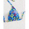 imageSHENHE Womens Triangle Halter Bikini Top Floral Tie Back Smocked Cute Swimsuit TopMulticolor Blue Yellow