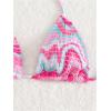 imageSHENHE Womens Triangle Halter Bikini Top Floral Tie Back Smocked Cute Swimsuit TopMulticolor Pink Blue
