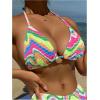 imageSHENHE Womens Triangle Halter Bikini Top Floral Tie Back Smocked Cute Swimsuit TopMulticolor Yellow Green