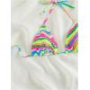 imageSHENHE Womens Triangle Halter Bikini Top Floral Tie Back Smocked Cute Swimsuit TopMulticolor Yellow Green