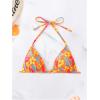 imageSHENHE Womens Triangle Halter Bikini Top Floral Tie Back Smocked Cute Swimsuit TopOrange Yellow