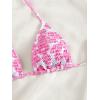 imageSHENHE Womens Triangle Halter Bikini Top Floral Tie Back Smocked Cute Swimsuit TopPink