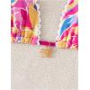 imageSHENHE Womens Triangle Halter Bikini Top Floral Tie Back Smocked Cute Swimsuit TopPink Yellow Multi