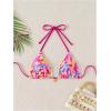 imageSHENHE Womens Triangle Halter Bikini Top Floral Tie Back Smocked Cute Swimsuit TopPink Yellow Multi