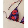 imageSHENHE Womens Triangle Halter Bikini Top Floral Tie Back Smocked Cute Swimsuit TopPurple Flower