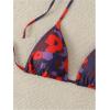 imageSHENHE Womens Triangle Halter Bikini Top Floral Tie Back Smocked Cute Swimsuit TopPurple Flower