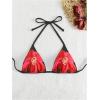 imageSHENHE Womens Triangle Halter Bikini Top Floral Tie Back Smocked Cute Swimsuit TopRed Flower