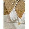 imageSHENHE Womens Triangle Halter Bikini Top Floral Tie Back Smocked Cute Swimsuit TopSolid Beige