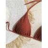 imageSHENHE Womens Triangle Halter Bikini Top Floral Tie Back Smocked Cute Swimsuit TopSolid Brown