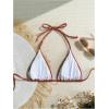 imageSHENHE Womens Triangle Halter Bikini Top Floral Tie Back Smocked Cute Swimsuit TopSolid Brown