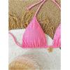 imageSHENHE Womens Triangle Halter Bikini Top Floral Tie Back Smocked Cute Swimsuit TopSolid Pink