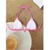 imageSHENHE Womens Triangle Halter Bikini Top Floral Tie Back Smocked Cute Swimsuit TopSolid Pink
