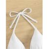 imageSHENHE Womens Triangle Halter Bikini Top Floral Tie Back Smocked Cute Swimsuit TopSolid White