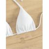 imageSHENHE Womens Triangle Halter Bikini Top Floral Tie Back Smocked Cute Swimsuit TopSolid White