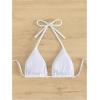 imageSHENHE Womens Triangle Halter Bikini Top Floral Tie Back Smocked Cute Swimsuit TopSolid White