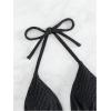 imageSHENHE Womens Triangle Halter Bikini Top Floral Tie Back Smocked Cute Swimsuit TopTextured Black