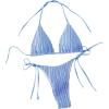 imageSHENHE Womens 2 Piece Swimsuit Floral Print Halter Tie Side Triangle Bikini SetLight Blue Stripe Textured