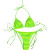 imageSHENHE Womens 2 Piece Swimsuit Floral Print Halter Tie Side Triangle Bikini SetLime Green Stripped