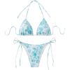 imageSHENHE Womens 2 Piece Swimsuit Floral Print Halter Tie Side Triangle Bikini SetMint Blue