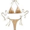 imageSHENHE Womens Metallic String Thong Bikini Set Triangle Halter 2 Piece Brazilian SwimsuitGold