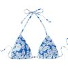 imageSHENHE Womens Triangle Halter Bikini Top Floral Tie Back Smocked Cute Swimsuit TopBlue and White