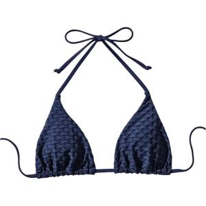 imageSHENHE Womens Triangle Halter Bikini Top Floral Tie Back Smocked Cute Swimsuit TopDark Blue a