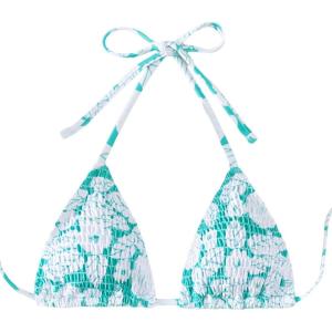 imageSHENHE Womens Triangle Halter Bikini Top Floral Tie Back Smocked Cute Swimsuit TopMint Green