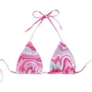 imageSHENHE Womens Triangle Halter Bikini Top Floral Tie Back Smocked Cute Swimsuit TopMulticolor Pink Blue