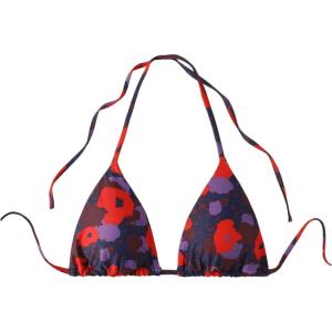 imageSHENHE Womens Triangle Halter Bikini Top Floral Tie Back Smocked Cute Swimsuit TopPurple Flower