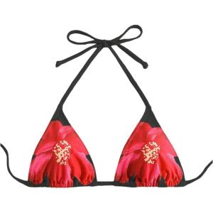 imageSHENHE Womens Triangle Halter Bikini Top Floral Tie Back Smocked Cute Swimsuit TopRed Flower