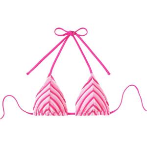 imageSHENHE Womens Triangle Halter Bikini Top Floral Tie Back Smocked Cute Swimsuit TopStriped Pink White